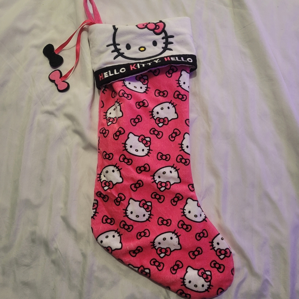 Hello Kitty Pink and White Printed Holiday Stocking